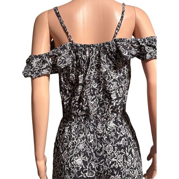 Layer ruffle floral print V-neck romper M - Picture 3 of 6